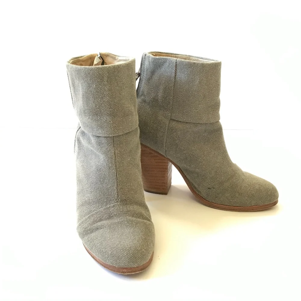 Rag & Bone Newbury Boots Booties 36 6 Gray Canvas - Picture 4 of 12